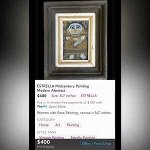 Vintage Rose Painting - Cream and Brown